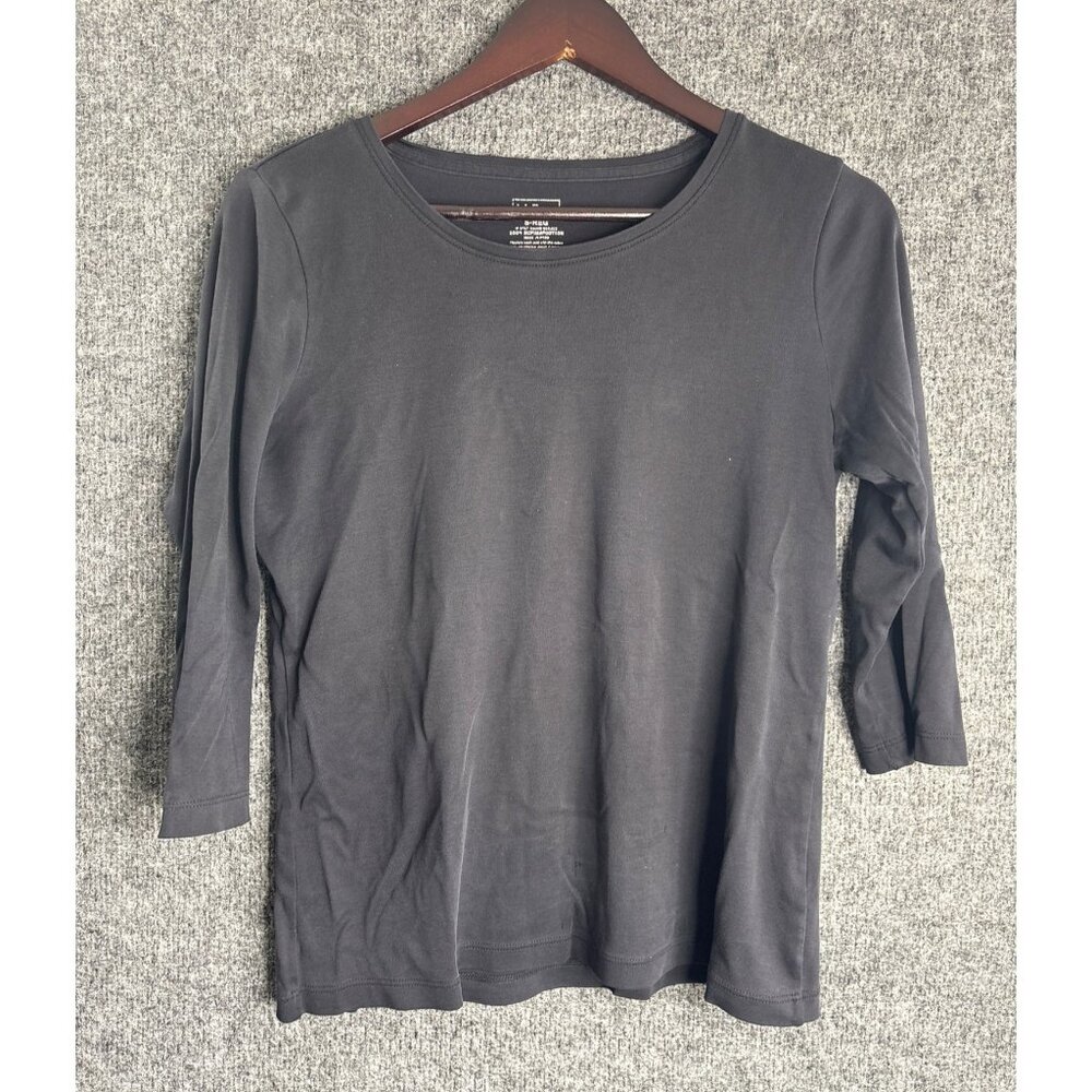 L.L. Bean Womens Slim Fit Black Cotton Shirt S-Reg